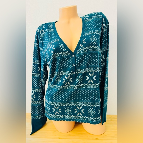 Victoria's Secret Pajama Thermal Holiday Top & Warm Cotton Pants - Picture 5 of 9